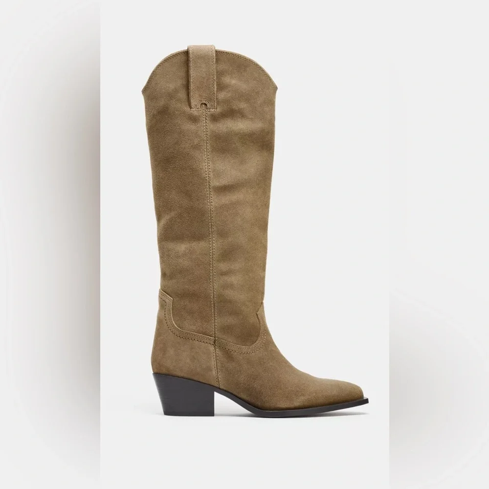 Zara Over the Knee Tan Boots